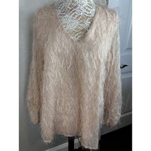 Jodifil Fringe Blush Pink  Women's Blouse Long Puff Sleeves M NWT Fairy Core